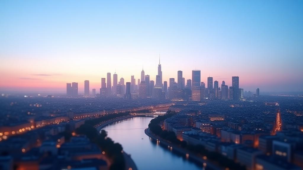 Evening view of Milan skyline with modern buildings